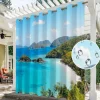 Waterproof Outdoor Curtain Privacy, Sliding Patio Curtain Drapes, Pergola Curtains Grommet 3D Ocean Island Landscape For Gazebo, Balcony, Porch, Party, 1 Panel