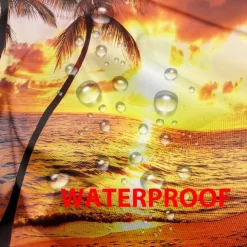 Waterproof Outdoor Curtain Privacy, Sliding Patio Curtain Drapes, Pergola Curtains Grommet 3D Ocean Beach Landscape For Gazebo, Balcony, Porch, Party, 1 Panel