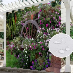 Waterproof Outdoor Curtain Privacy, Sliding Patio Curtain Drapes, Pergola Curtains Grommet 3D Forest Landscape For Gazebo, Balcony, Porch, Party, 1 Panel