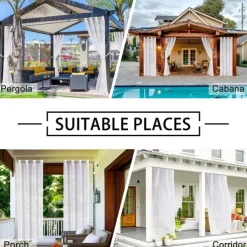 Waterproof Outdoor Curtain Privacy, Sliding Patio Curtain Drapes, Pergola Curtains Grommet 3D Forest Landscape For Gazebo, Balcony, Porch, Party, 1 Panel