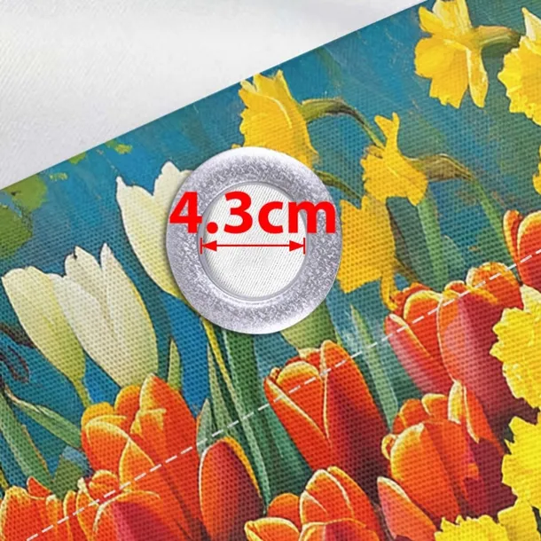 Waterproof Outdoor Curtain Privacy, Sliding Patio Curtain Drapes, Pergola Curtains Grommet 3D Flowers Tulips Landscape For Gazebo, Balcony, Porch, Party, 1 Panel