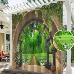 Waterproof Outdoor Curtain Privacy, Outdoor Shades, Sliding Patio Curtain Drapes, Pergola Curtains Grommet Garden Arch For Gazebo, Balcony, Porch, Party