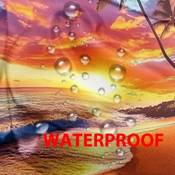 Waterproof Outdoor Curtain Privacy, Sliding Patio Curtain Drapes, Pergola Curtains Grommet 3D Ocean Beach Landscape For Gazebo, Balcony, Porch, Party, 1 Panel