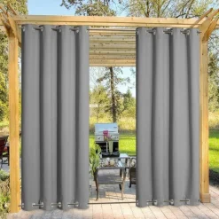 Waterproof Outdoor Curtain Privacy, Double Grommet(Top and Bottom) Sliding Patio Curtain Farmhouse Drapes, Pergola Curtains Grommet For Gazebo, Balcony, Porch, Party, Hotel, 1 Panel