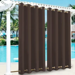 Waterproof Outdoor Curtain Privacy, Double Grommet(Top and Bottom) Sliding Patio Curtain Farmhouse Drapes, Pergola Curtains Grommet For Gazebo, Balcony, Porch, Party, Hotel, 1 Panel