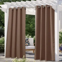Waterproof Outdoor Curtain Privacy, Double Grommet(Top and Bottom) Sliding Patio Curtain Farmhouse Drapes, Pergola Curtains Grommet For Gazebo, Balcony, Porch, Party, Hotel, 1 Panel
