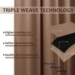 Waterproof Outdoor Curtain Privacy, Double Grommet(Top and Bottom) Sliding Patio Curtain Farmhouse Drapes, Pergola Curtains Grommet For Gazebo, Balcony, Porch, Party, Hotel, 1 Panel