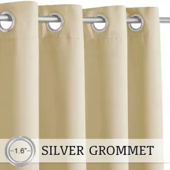 Waterproof Outdoor Curtain Privacy, Double Grommet(Top and Bottom) Sliding Patio Curtain Farmhouse Drapes, Pergola Curtains Grommet For Gazebo, Balcony, Porch, Party, Hotel, 1 Panel