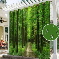 Waterproof Outdoor Curtains for Indoor Wedding Patio Thick Privacy Grommet Curtains for Wedding Bedroom, Living Room, Porch, Pergola, Cabana, 1 Panel