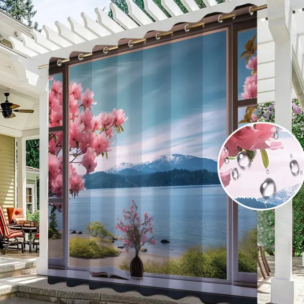 Waterproof Outdoor Curtain Privacy, Outdoor Shades, Sliding Patio Curtain Drapes, Pergola Curtains Grommet Window Mountain For Gazebo, Balcony, Porch, Party