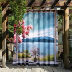 Waterproof Outdoor Curtain Privacy, Outdoor Shades, Sliding Patio Curtain Drapes, Pergola Curtains Grommet Window Mountain For Gazebo, Balcony, Porch, Party