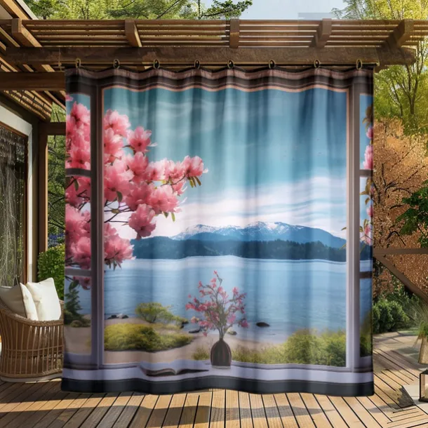 Waterproof Outdoor Curtain Privacy, Outdoor Shades, Sliding Patio Curtain Drapes, Pergola Curtains Grommet Window Mountain For Gazebo, Balcony, Porch, Party