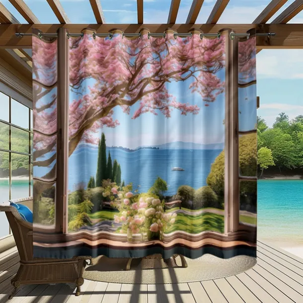 Waterproof Outdoor Curtain Privacy, Outdoor Shades, Sliding Patio Curtain Drapes, Pergola Curtains Grommet Window Mountain For Gazebo, Balcony, Porch, Party