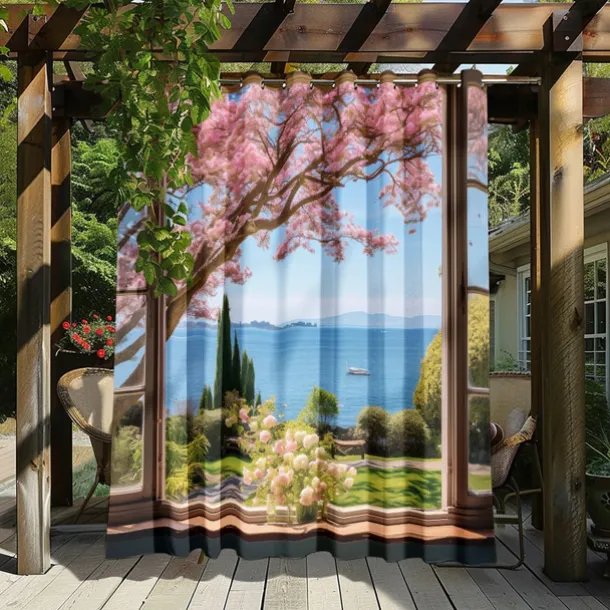 Waterproof Outdoor Curtain Privacy, Outdoor Shades, Sliding Patio Curtain Drapes, Pergola Curtains Grommet Window Mountain For Gazebo, Balcony, Porch, Party