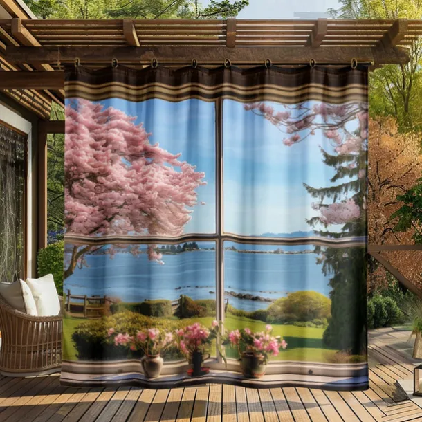 Waterproof Outdoor Curtain Privacy, Outdoor Shades, Sliding Patio Curtain Drapes, Pergola Curtains Grommet Window Mountain For Gazebo, Balcony, Porch, Party