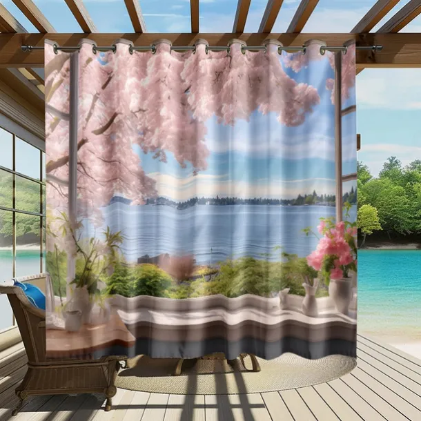 Waterproof Outdoor Curtain Privacy, Outdoor Shades, Sliding Patio Curtain Drapes, Pergola Curtains Grommet Window Mountain For Gazebo, Balcony, Porch, Party