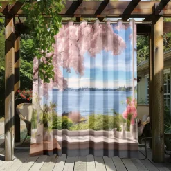 Waterproof Outdoor Curtain Privacy, Outdoor Shades, Sliding Patio Curtain Drapes, Pergola Curtains Grommet Window Mountain For Gazebo, Balcony, Porch, Party