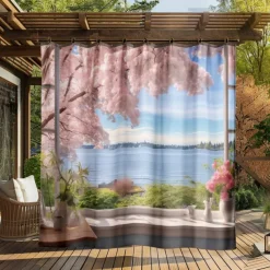 Waterproof Outdoor Curtain Privacy, Outdoor Shades, Sliding Patio Curtain Drapes, Pergola Curtains Grommet Window Mountain For Gazebo, Balcony, Porch, Party