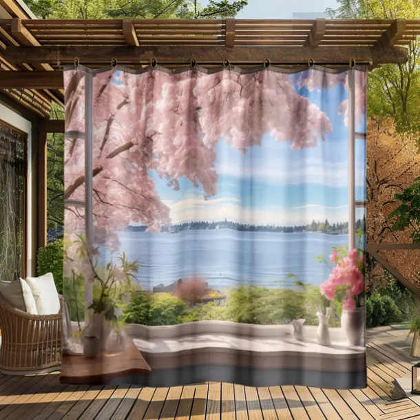 Waterproof Outdoor Curtain Privacy, Outdoor Shades, Sliding Patio Curtain Drapes, Pergola Curtains Grommet Window Mountain For Gazebo, Balcony, Porch, Party