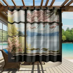 Waterproof Outdoor Curtain Privacy, Outdoor Shades, Sliding Patio Curtain Drapes, Pergola Curtains Grommet Window Mountain For Gazebo, Balcony, Porch, Party