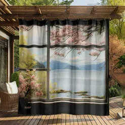 Waterproof Outdoor Curtain Privacy, Outdoor Shades, Sliding Patio Curtain Drapes, Pergola Curtains Grommet Window Mountain For Gazebo, Balcony, Porch, Party