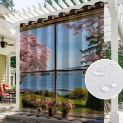 Waterproof Outdoor Curtain Privacy, Outdoor Shades, Sliding Patio Curtain Drapes, Pergola Curtains Grommet Window Mountain For Gazebo, Balcony, Porch, Party