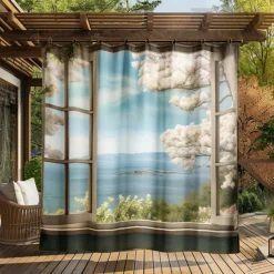 Waterproof Outdoor Curtain Privacy, Outdoor Shades, Sliding Patio Curtain Drapes, Pergola Curtains Grommet Window Mountain For Gazebo, Balcony, Porch, Party