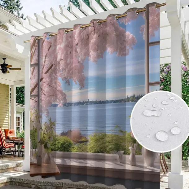 Waterproof Outdoor Curtain Privacy, Outdoor Shades, Sliding Patio Curtain Drapes, Pergola Curtains Grommet Window Mountain For Gazebo, Balcony, Porch, Party