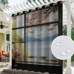 Waterproof Outdoor Curtain Privacy, Outdoor Shades, Sliding Patio Curtain Drapes, Pergola Curtains Grommet Window Mountain For Gazebo, Balcony, Porch, Party
