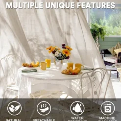 Waterproof Outdoor Patio Curtain Linen Look Heavy Duty Indoor Outdoor Solid Grommet Curtain Series Thermal Insulated Sunlight Block Drape for Gazebo/Porch, 1 Panel