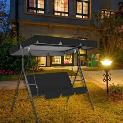 Waterproof Patio Swing Canopy Cover Set, Swing Canopy Replacement, Windproof Waterproof Anti-UV Top Cover for Patio Swing
