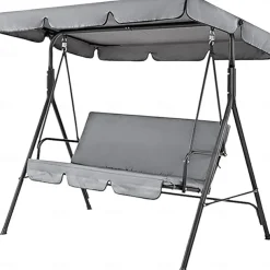Waterproof Patio Swing Canopy Cover Set, Swing Canopy Replacement, Windproof Waterproof Anti-UV Top Cover for Patio Swing