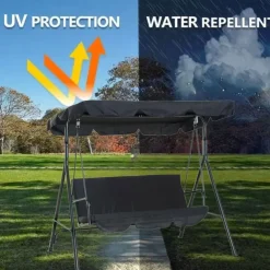 Waterproof Patio Swing Canopy Cover Set, Swing Canopy Replacement, Windproof Waterproof Anti-UV Top Cover for Patio Swing
