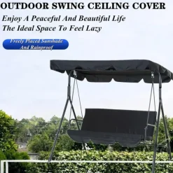 Waterproof Patio Swing Canopy Cover Set, Swing Canopy Replacement, Windproof Waterproof Anti-UV Top Cover for Patio Swing