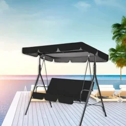 Waterproof Patio Swing Canopy Cover Set, Swing Canopy Replacement, Windproof Waterproof Anti-UV Top Cover for Patio Swing