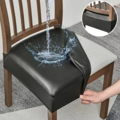WaterProof PU Leather Dining Room Chair Cover Seat Covers Elastic Stool Covers Durable Dust-proof Cushion Cover for Home Hotel