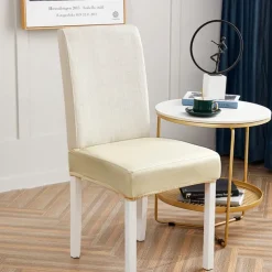 WaterProof PU Leather Dining Room Chair Cover Seat Covers Elastic Stool Covers Durable Dust-proof Cushion Cover for Home Hotel