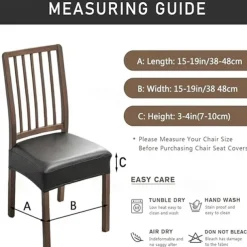 WaterProof PU Leather Dining Room Chair Cover Seat Covers Elastic Stool Covers Durable Dust-proof Cushion Cover for Home Hotel
