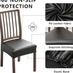 WaterProof PU Leather Dining Room Chair Cover Seat Covers Elastic Stool Covers Durable Dust-proof Cushion Cover for Home Hotel