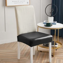 WaterProof PU Leather Dining Room Chair Cover Seat Covers Elastic Stool Covers Durable Dust-proof Cushion Cover for Home Hotel