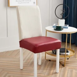 WaterProof PU Leather Dining Room Chair Cover Seat Covers Elastic Stool Covers Durable Dust-proof Cushion Cover for Home Hotel