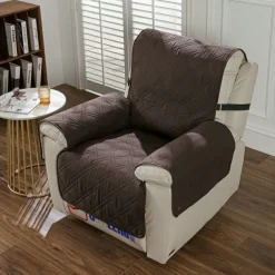 Waterproof Recliner Quilted Sofa Cover for Large Reclining Chair Slipcover Seat Reversible Washable Protector with Elastic Adjustable Straps for Kids Pets