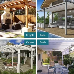 Waterproof Semi Sheer Curtains White Indoor Outdoor for Wedding Patio Grommet Curtain for Wedding Bedroom, Living Room, Porch, Pergola, Cabana, 1 Panel