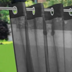 Waterproof Semi Sheer Curtains White Indoor Outdoor for Wedding Patio Grommet Curtain for Wedding Bedroom, Living Room, Porch, Pergola, Cabana, 1 Panel