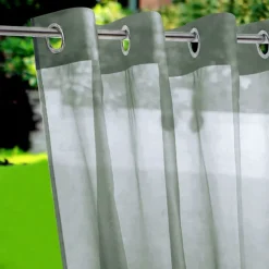 Waterproof Semi Sheer Curtains White Indoor Outdoor for Wedding Patio Grommet Curtain for Wedding Bedroom, Living Room, Porch, Pergola, Cabana, 1 Panel