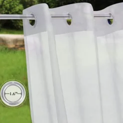 Waterproof Semi Sheer Curtains White Indoor Outdoor for Wedding Patio Grommet Curtain for Wedding Bedroom, Living Room, Porch, Pergola, Cabana, 1 Panel