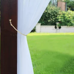 Waterproof Semi Sheer Curtains White Indoor Outdoor for Wedding Patio Grommet Curtain for Wedding Bedroom, Living Room, Porch, Pergola, Cabana, 1 Panel