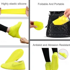 Waterproof Shoe Covers, Non-Slip Water Resistant Overshoes Silicone Rubber Rain Shoe Cover Protectors for Kids, Men, Women
