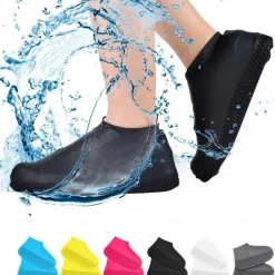 Waterproof Shoe Covers, Non-Slip Water Resistant Overshoes Silicone Rubber Rain Shoe Cover Protectors for Kids, Men, Women