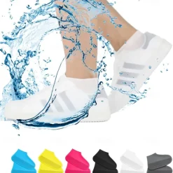 Waterproof Shoe Covers, Non-Slip Water Resistant Overshoes Silicone Rubber Rain Shoe Cover Protectors for Kids, Men, Women